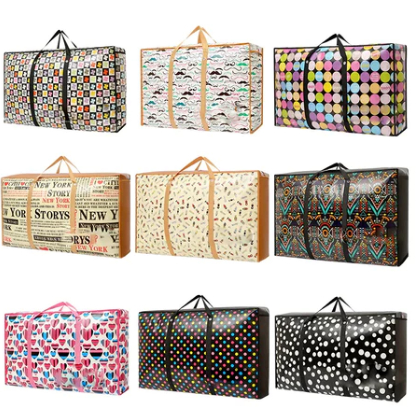 Sacolão Bolsa Impermeávelcom Ziper Resistente - Grande e Estiloso para Viagens, Mudanças e compras, com padrões sortidos