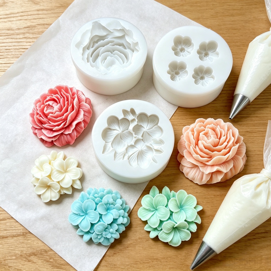 Molde de Silicone Flor 3D – Peônia, Jasmim e Cerejeira | Para Velas, Sabonetes, Chocolate e Resina