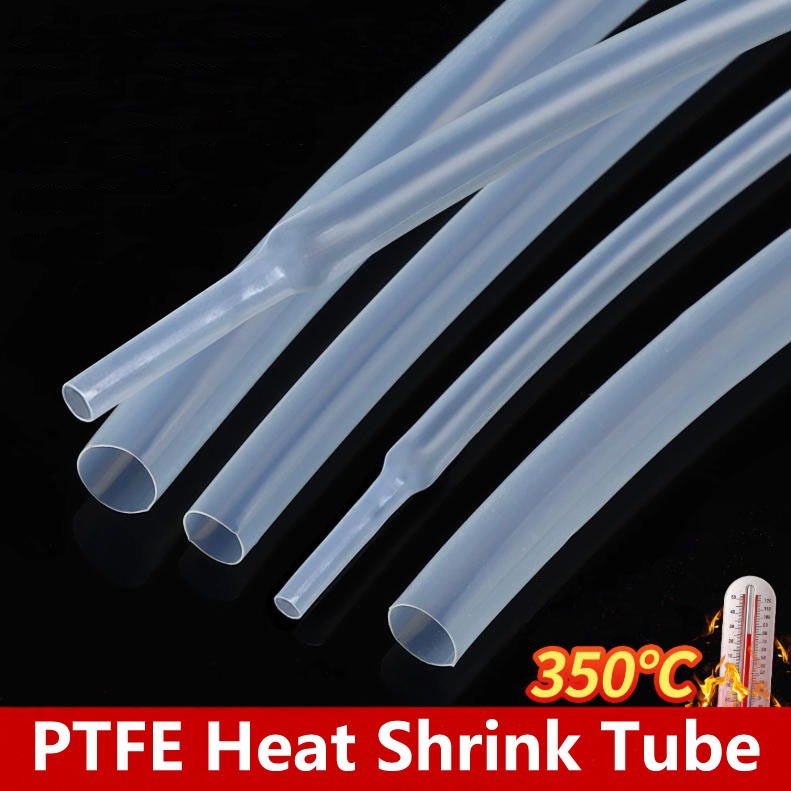 Tubo Termo Retrátil Transparente 2 : 1/4 PTFE , Diâmetro 0.5/1/2/2.5/5/6/8/10mm , Alta Temperatura , 350 C , Para Fios