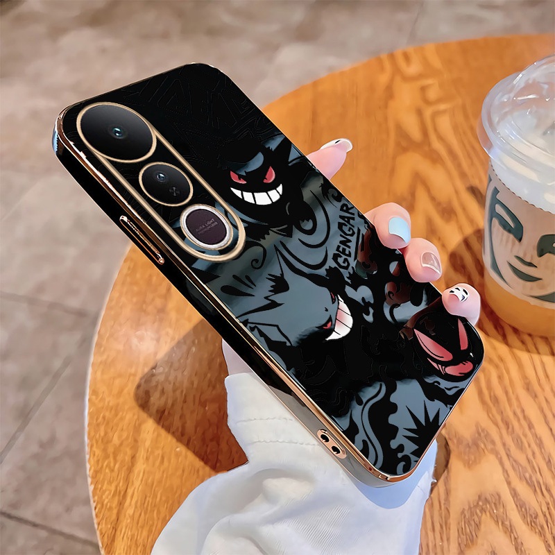 Vivo V60 Lite V60 V50 V40 Pro V 50 5G Caso Pokemon Gengar Monstro Brilhante Chapeamento Bonito Capa Macia