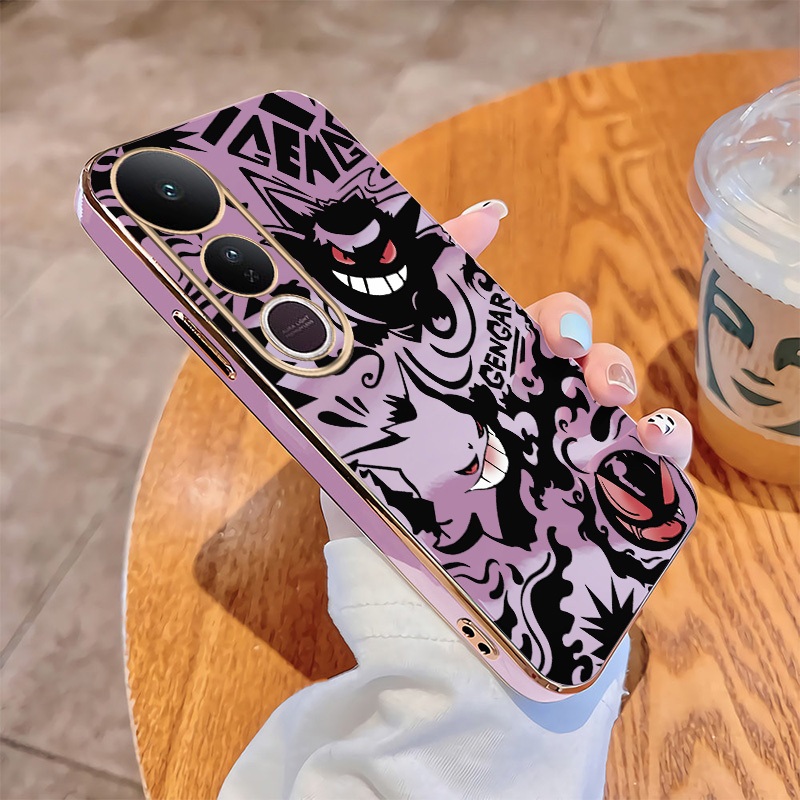 Vivo V60 Lite V60 V50 V40 Pro V 50 5G Pokemon Gengar Monstro Caso Chapeamento Brilhante Bonito Capa Macia