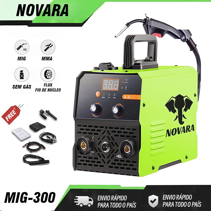 Soldadora Máquina  Inversora MMA + MIG Sem Gás MIG-300 220v