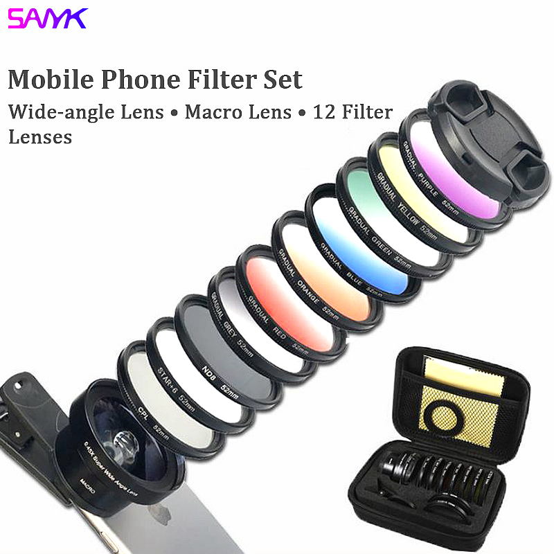 Conjunto De Lentes Para Celular SANYK 12 Em 1 , Incluindo macro CPL Grande Angular , Redução De Luz Polarizadora E Filtr