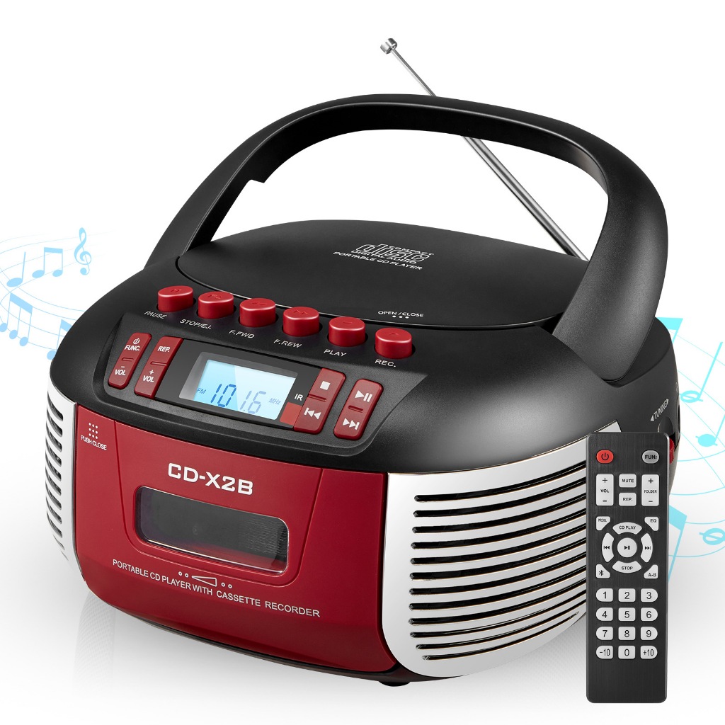 Rádio FM Portátil Do Leitor De Cassete CD De Bluetooth , Reprodutor De Áudio USB AUX , Boombox Retro Poder 5V
