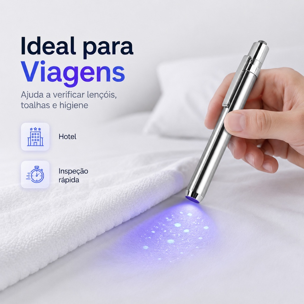 Mini Caneta De Inspeção UV – Verificador De Limpeza De Hotel , Detector Fluorescente E Localizador De Vazamento