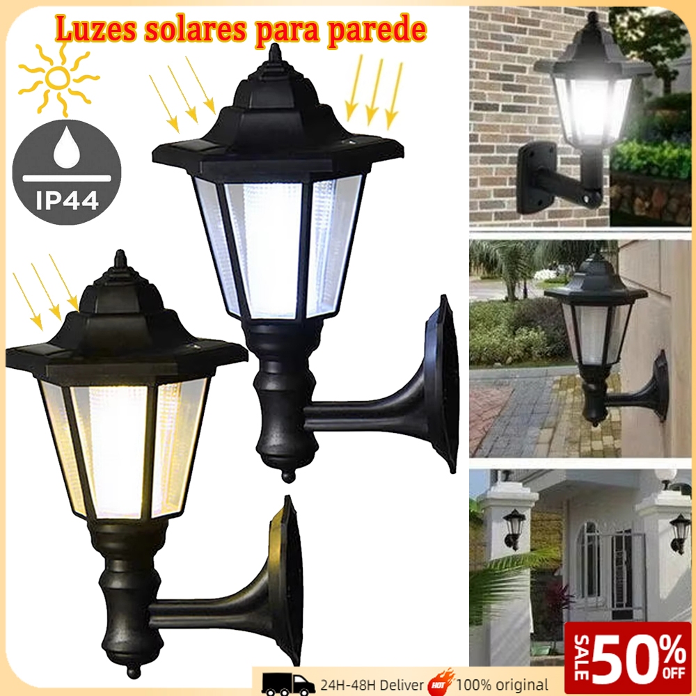 2 Pçs Solar Led Lâmpada De Iluminação Ao Ar Livre Hexagonal Luz Parede Retro Lanterna Jardim À Prova Dwaterproof Água Ru