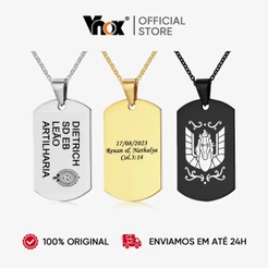 Vnox Tag Personalizada Colar Masculino em Aço Inoxidável,Militar Estilo Para Anti-Desbotamento Presente de Dia dos Pais