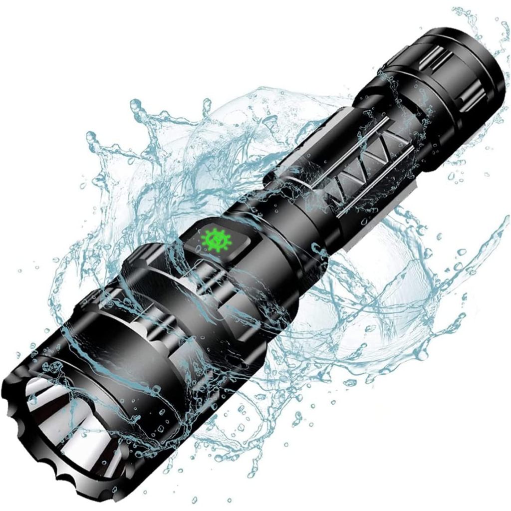 Super Lanterna LED 65000 Lúmens Recarregável USB, À Prova d'Água, Lanterna de Caça e Camping de Alta Luminosidade