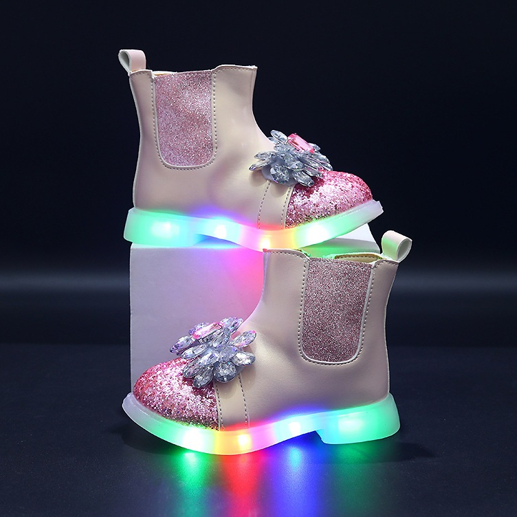 Tênis infantis meninas casuais sapatos de placa alta estudante sapatos de bebê LED sapatos
