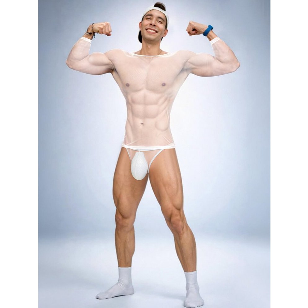 BD761 roupa interior masculina Sexy cinto invisível Design cuecas transparentes de manga comprida roupa interior tentaçã