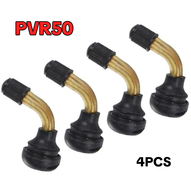 Kit 4 Bicos PVR50 90 Graus Importado Borracha EPDM Cobre Puro Alta Hermeticidade Resistente à Corrosão Pneu Sem Câmara