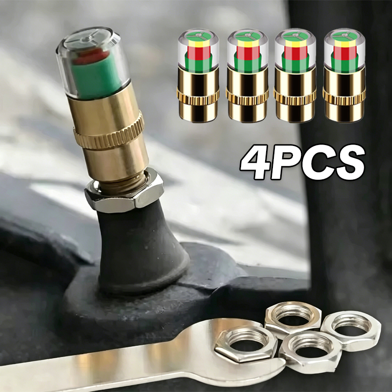 Kit Tampa de Válvula de Cobre Puro Anticorrosivo para Pressão de Pneus Acessório Automotivo Compatível Todos Veículos