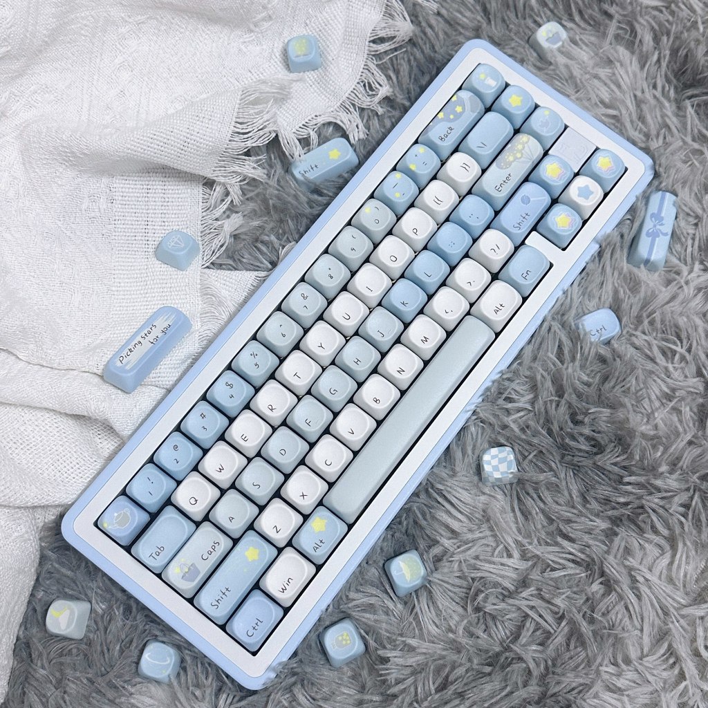 Wish Upon a Star Keycaps PBT Five Sided Dye Sub MOA Profile Estilo Bonito Conjunto De Teclas De Teclado Mecânico