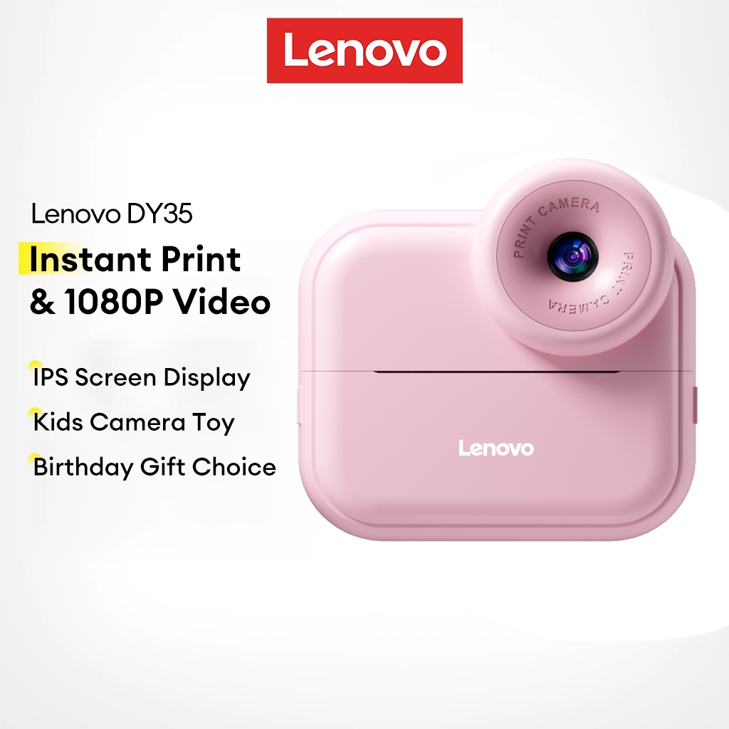 Câmera Digital Com Impressora Instantânea Lenovo DY35 Para Crianças Zoom 8x E Jo