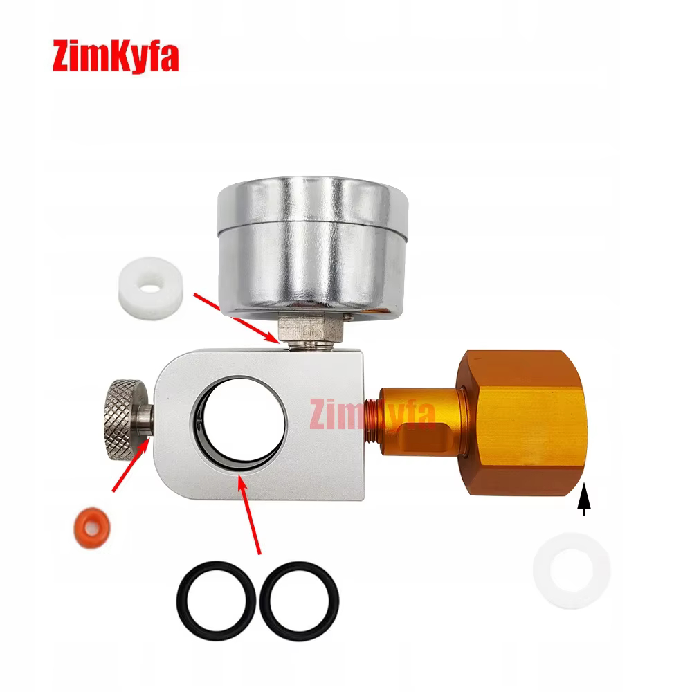 Adaptador De Cilindro De CO2 De Água Refrigerante , Estação De Recarga De Carbonatador , Liga De Alumínio , Prata + Ouro