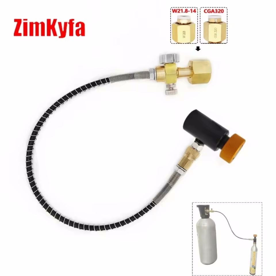 Adaptador De Recarga De Cilindro De CO2 De 50 Cm Com Conexão W21.8-14/CGA320 Para Soda Club/Clu-Uso Doméstico Alimentado