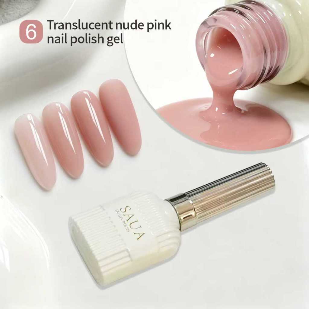 Esmalte De gel Rosa nude , Translúcido , Melhora Brilho natural , Cor Transparente UVLED Removível , Arte De Unha France