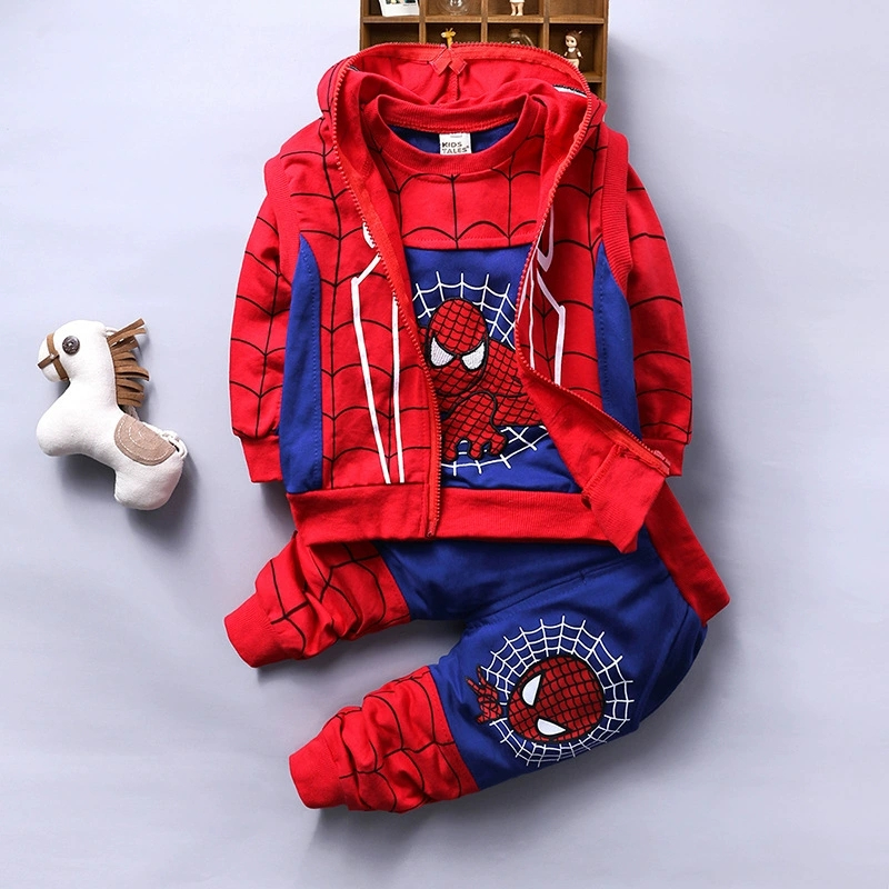 Crianças 3 Peças Homem Aranha Agasalho 0-7 Anos Meninos Dos Desenhos Animados Camiseta De Manga Longa + Casaco Sem Manga