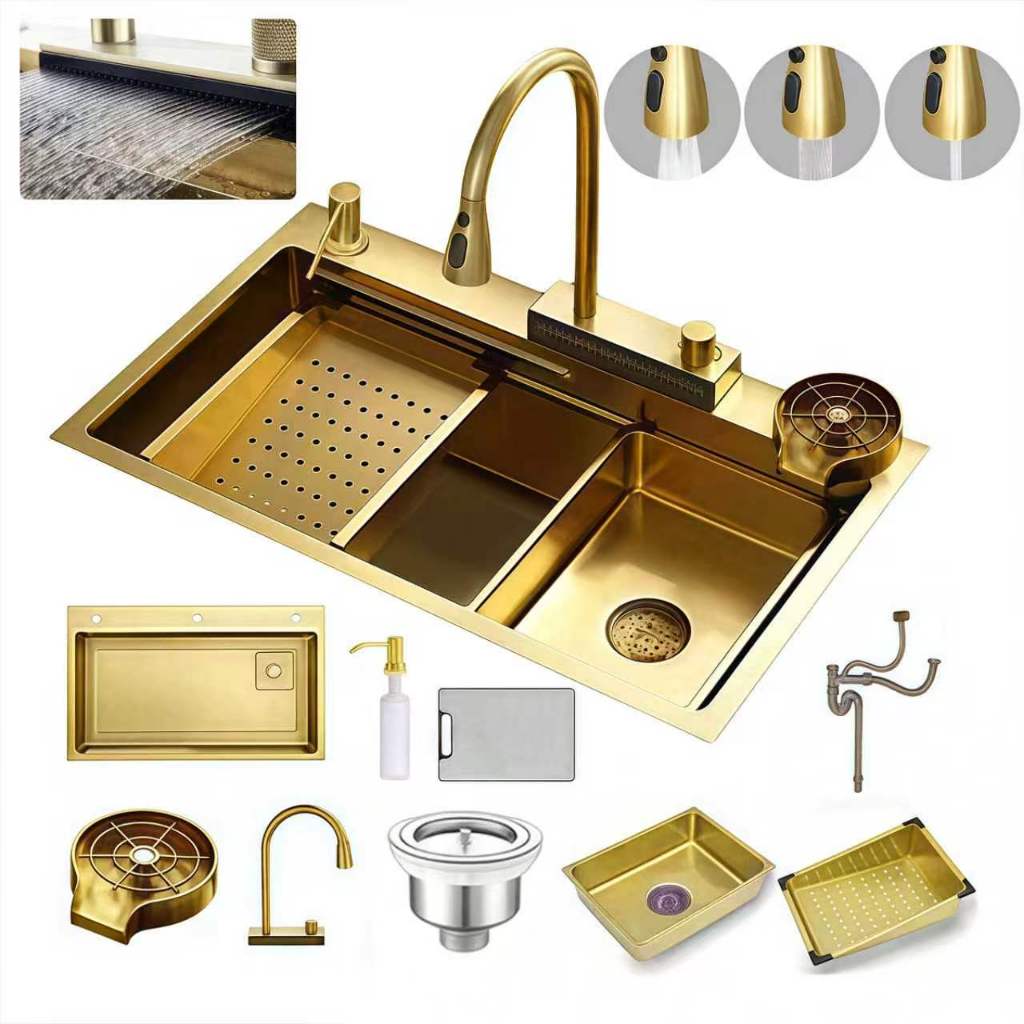 Cuba Luxo Gourmet Premium – Torneira Cascata e Lavador de Copos | 75/68x45x20 cm + Tábua de Corte Grátis