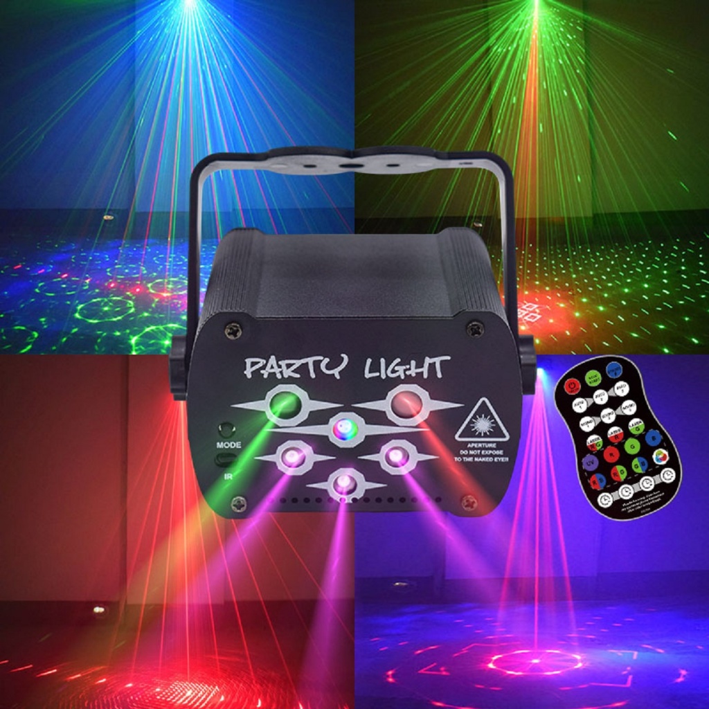 Lâmpada De Projeção De Discoteca DJ , Festa Com Efeito UV , Controle Remoto E Funções De Voz , Adequada Para Festas De A