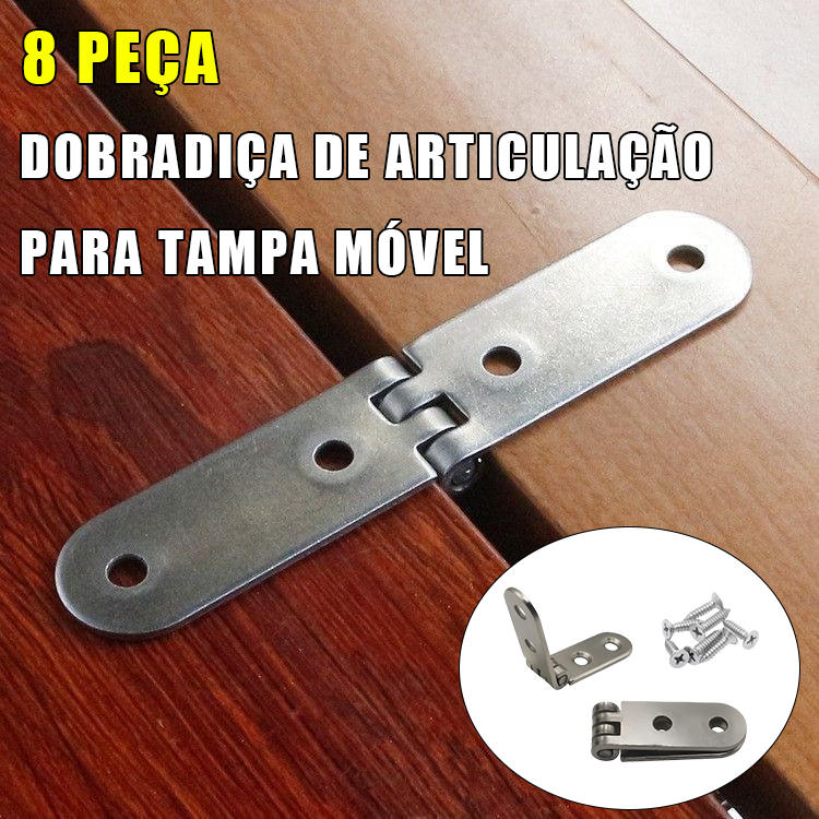 8 pcs Dobradiças Articuladas com Aba 180° graus Para Móveis Mesas Dobráveis e Painéis