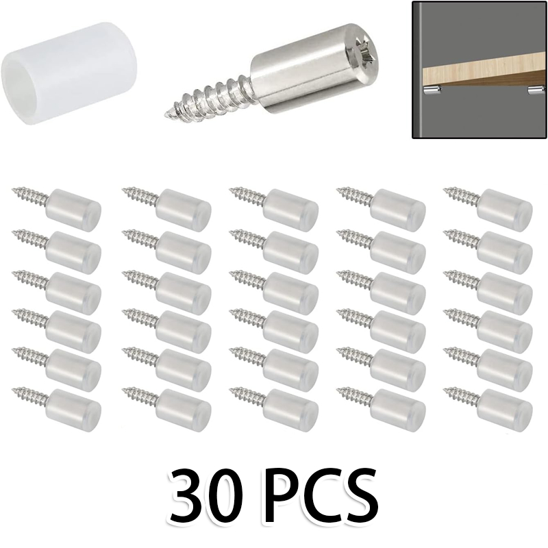 Kit 30 Pino para Prateleiras Armarios Vidros Espelhos e Borracha Anti Derrapante