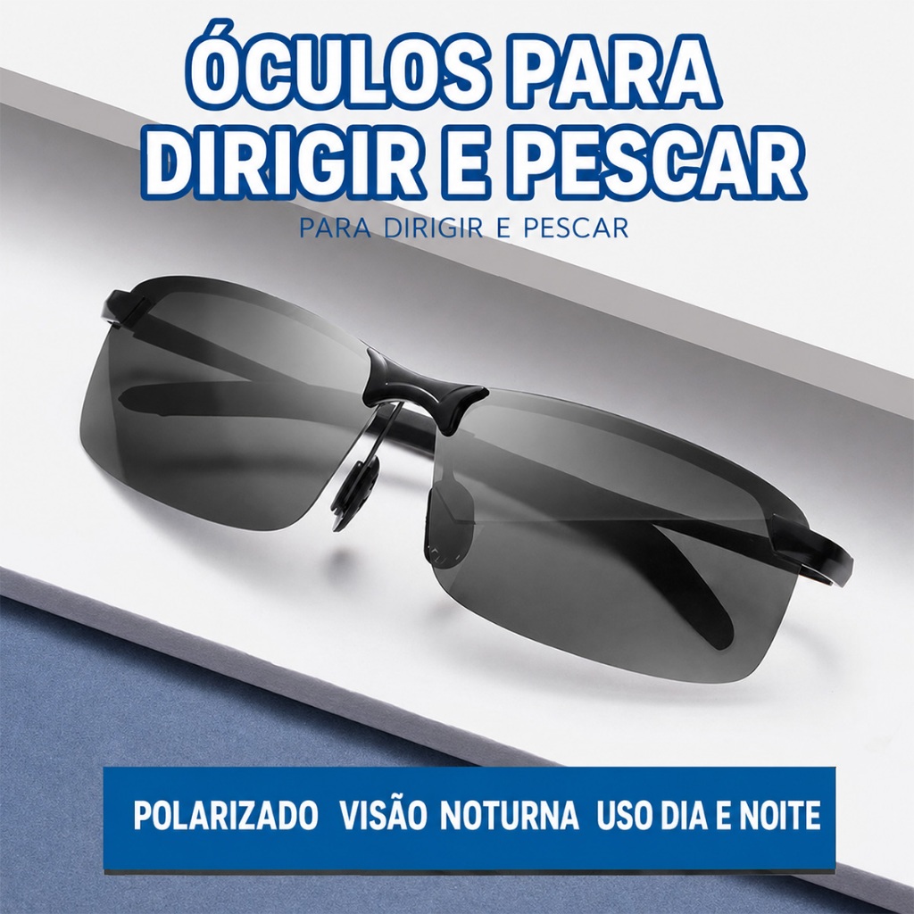 Óculos De Sol Polarizados Fotocromáticos Da Moda Masculina – Lente Gradiente UV400 Para Uso Diário E Viagens