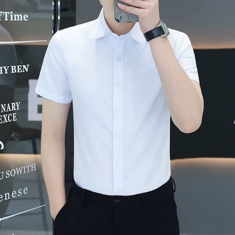 Camisas masculinas de manga curta de verão, cor sólida, camisas masculinas da moda, camisas casuais masculinas