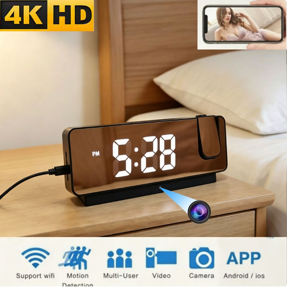 Mini Câmera De Relógio Wi-Fi HD 1080P , De Projeção , Visão Remota , Armazenamento Circular Local , Gravação De Áudio E
