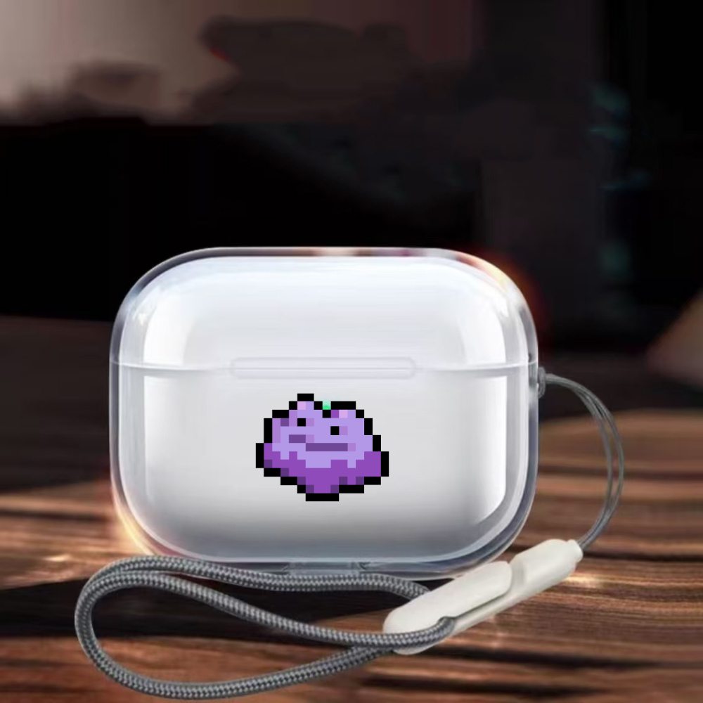 Pixel Pokémon Ditto Para AirPods Pro3 Case Greninja Pro2 Capa De Fone De Ouvido Transparente À Prova De Choque Com Corda