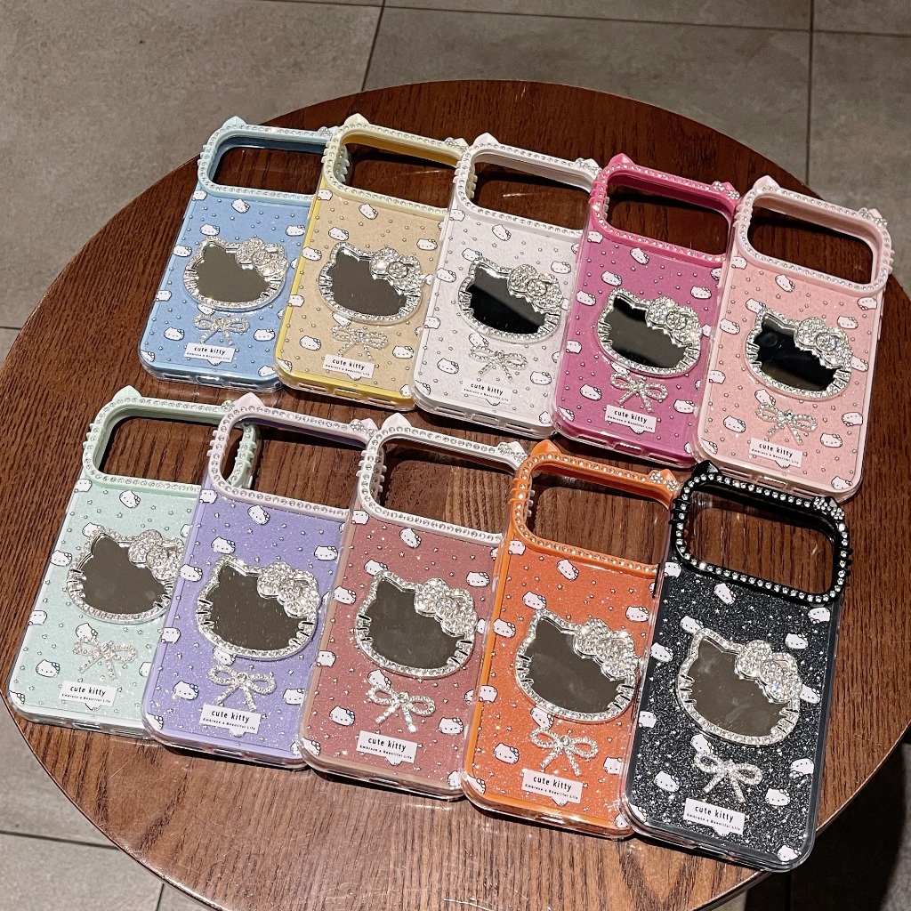 Capa De Telefone IMD Espelhada Com Laço De Orelha De Gato E Diamante Padrão De Gatinho , Pulseira , Para iPhone 11 , 12
