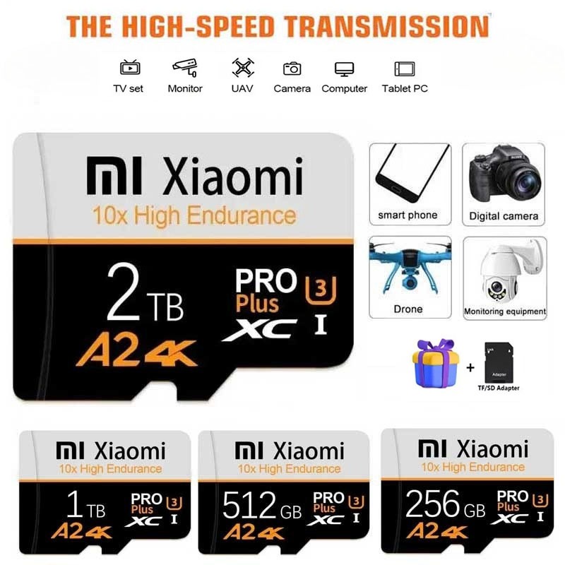 Cartão SD C10 De Alta Velocidade , 2TB , 1TB , 512GB , 128GB , De Memória Flash Micro Para Celular , Computador , Câmera