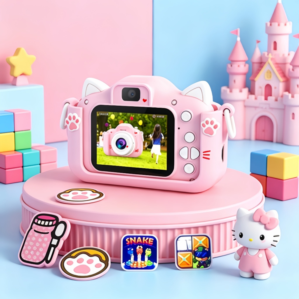 Câmera infantil mini, presente eletrônico criativo de aniversário