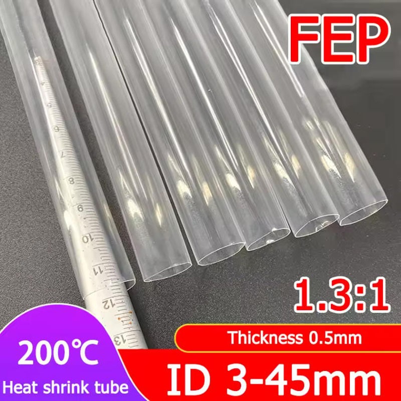 1.3 : 1 Tubo Termo Retrátil Transparente FEP 2-20mm Ultrafino 200 C Manga De Cabo Fio Isolado Médico F46 Termorretrátil
