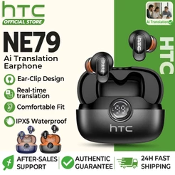 HTC NE79 Fone De Ouvido Bluetooth AI Tradução Sem Fio HiFi HD Chamada Redução De Ruído Emparelhamento Rápido Microfone