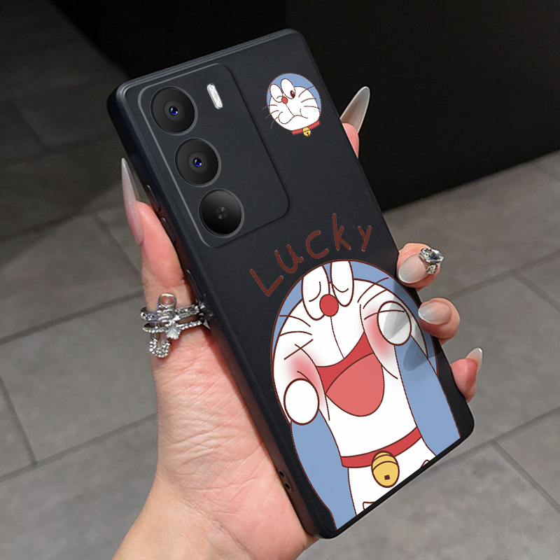 realme C71 5G C75 C75x Capa Lucky Cat Doraemon Invólucro De Silicone Líquido Fosco Traseiro TPU Macia
