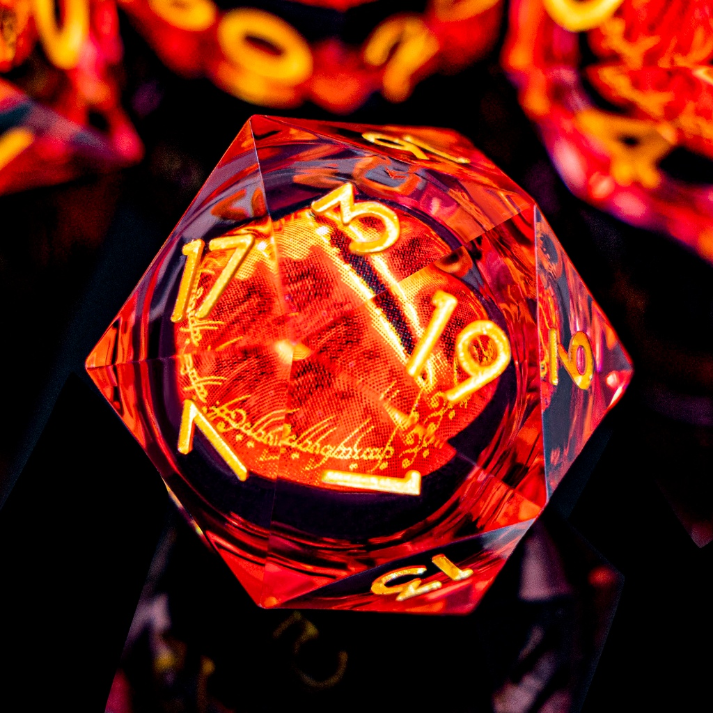7 Pcs Llíquido Flow Core Eye of Sauron Dnd Sharp Edge Conjunto De Dados De Resina D20 D E Dungeon and Dragon Red Table R