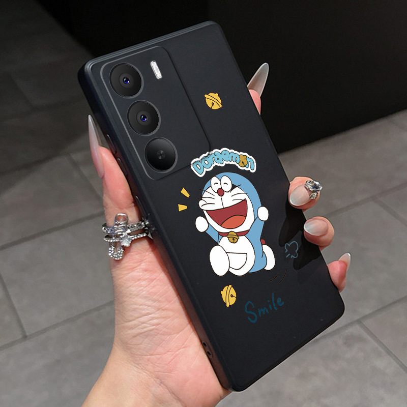 realme C71 5G C75 C75x Caso Criativo Adorável Dos Desenhos Animados Feliz Doraemon Macio Líquido Capa Traseira