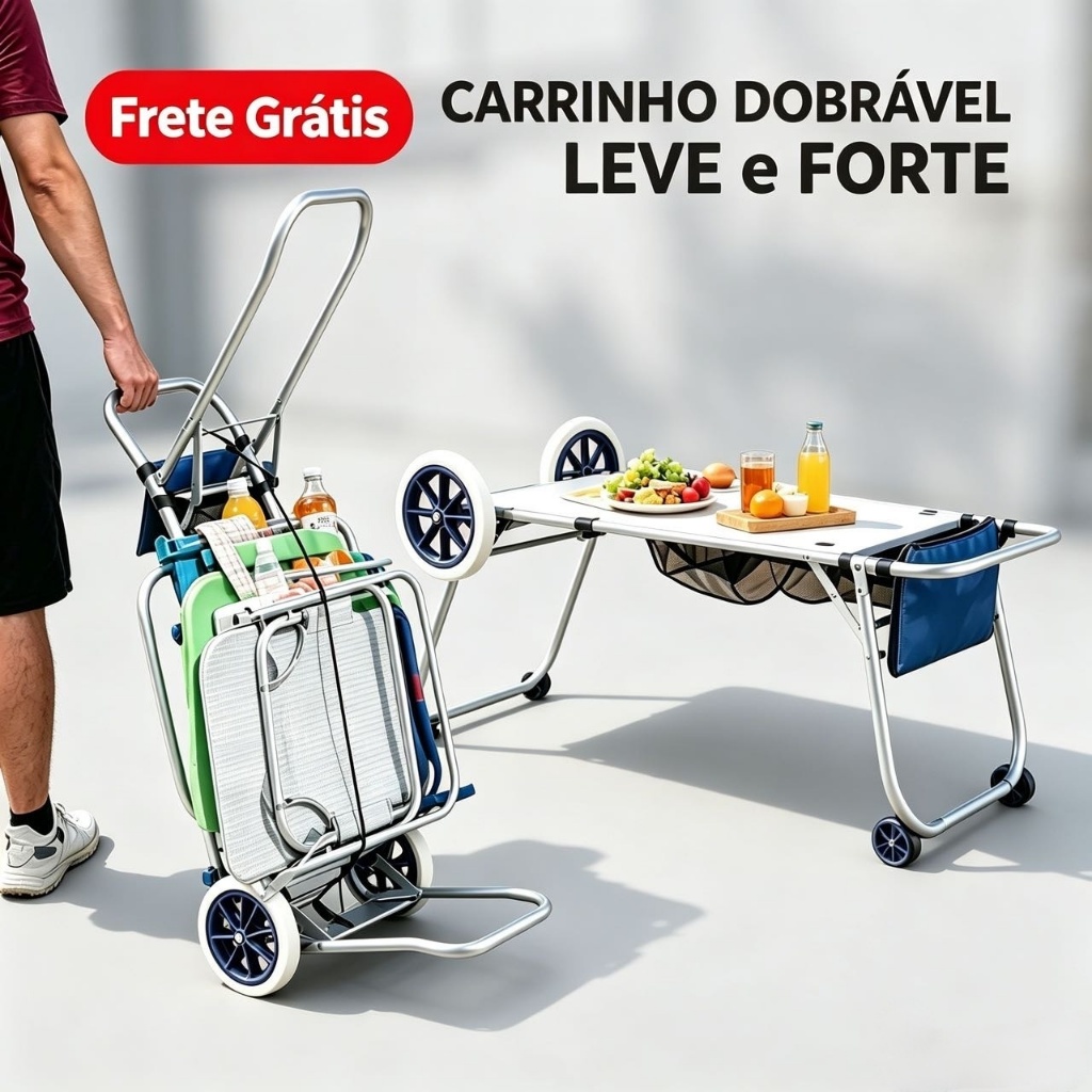 Carrinho De Compras Dobrável Leve e Resistente Para Mercado Frete Grátis