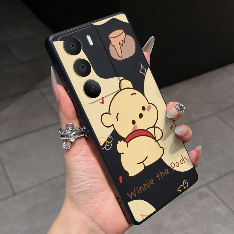 realme C71 5G C75 C75x Caso Winnie The Pooh Urso De Telefone Quadrado Líquido Macio Silicone Borracha Capa