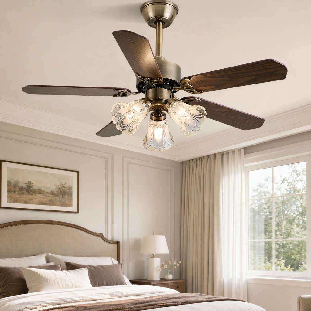 110V-220V Ventilador De Teto Com Luz LED 3 Cores Motor CC Com Controle Remoto Sala de estar Quarto