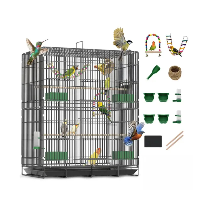 Viveiro Para Aves Grande Para Calopsita Papagaio Ringneck Preto 58x40x85cm - Envio localmente no Brasil