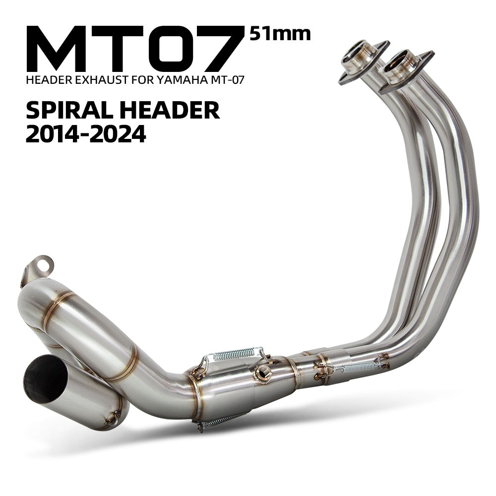 Tubo De Ligação De Cabeçotes De Aço Para Escapamento De Motocicleta 51mm Yamaha MT07 FZ07 XSR700 2014-2024