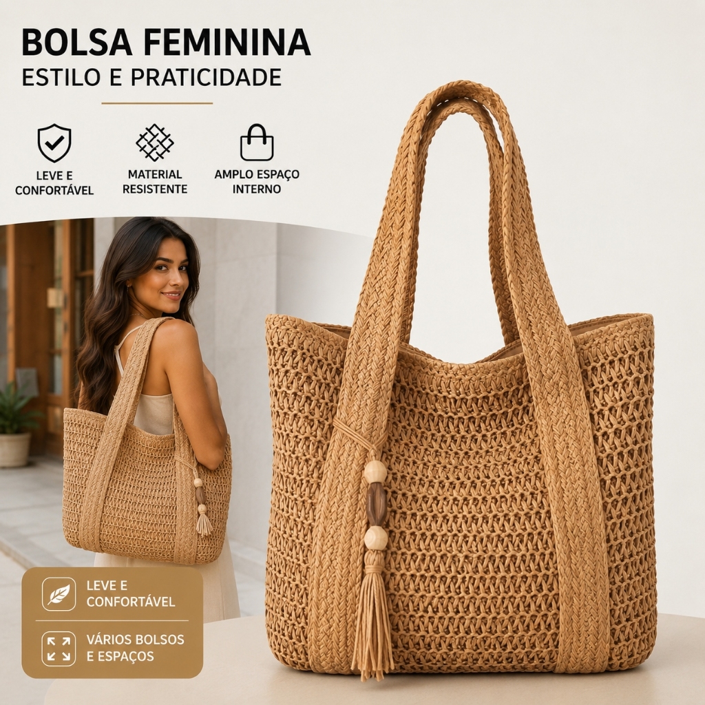 Bolsa de palha de grande capacidade para férias casuais praia portátil nova moda bolsa de ombro tecida