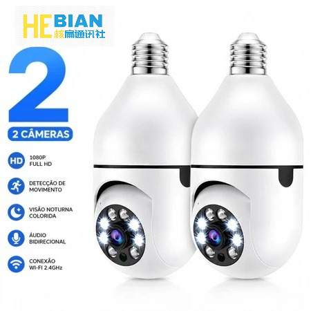 KIT Câmera Inteligente WiFi Com Lâmpada , Visão Noturna Colorida HD 1080P , De Vigilância De Segurança Doméstica