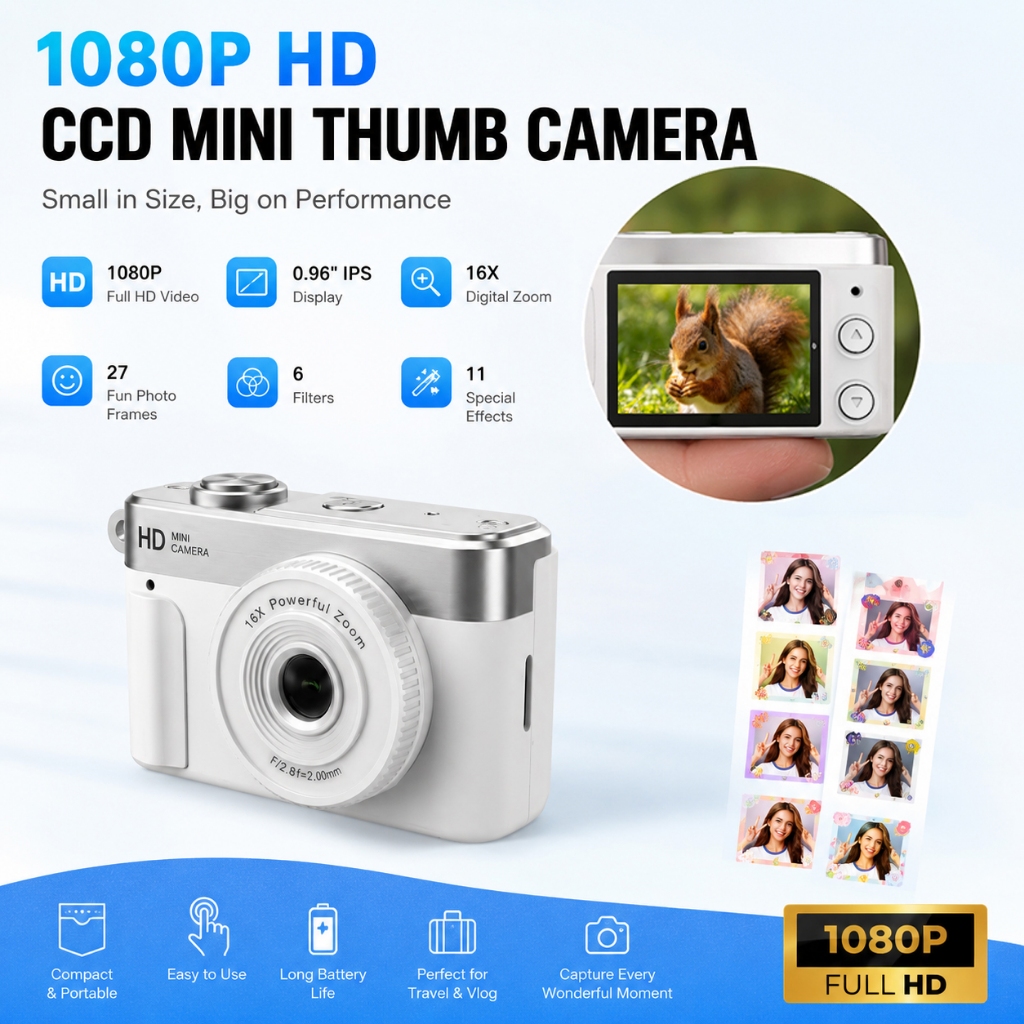 2026 Mais Novo Mini Câmera digital 24.5g Ultra-Leve 1080P Filmadora Com Zoom 16X E Para Fotografia