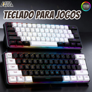 Teclado Gamer RGB Com Fio 61 Teclas Mini Compacto Cabo USB-C Removível Promoção