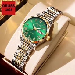 ORUSS Original Feminino Calendário Duplo À Prova D 'Água Luminoso Luxo Relógio de Aço Inoxidável Moda Versão Coreana Rel