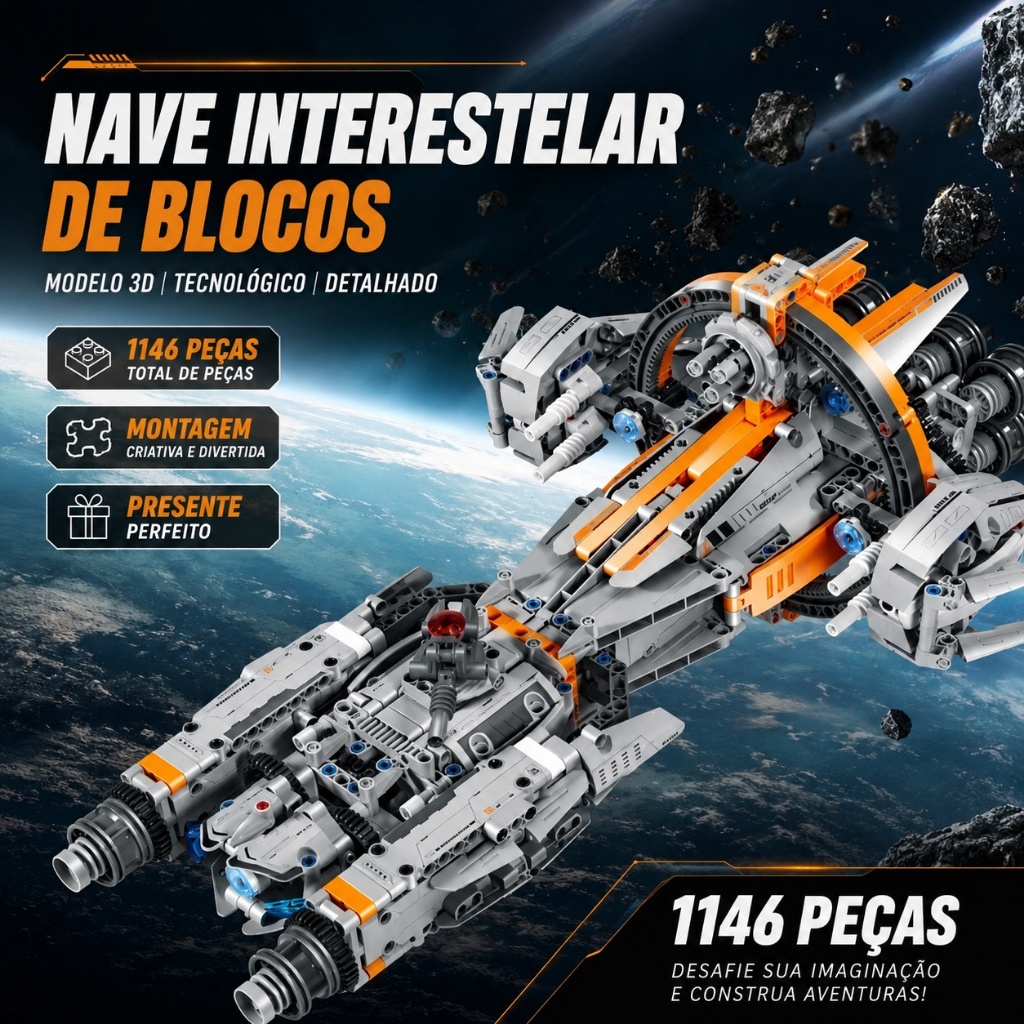 1146 Pçs Nave Interestelar Brinquedo Blocos de Montar Mecânicos Construção 3D Modelo Espacial Tecnológico Presente Natal