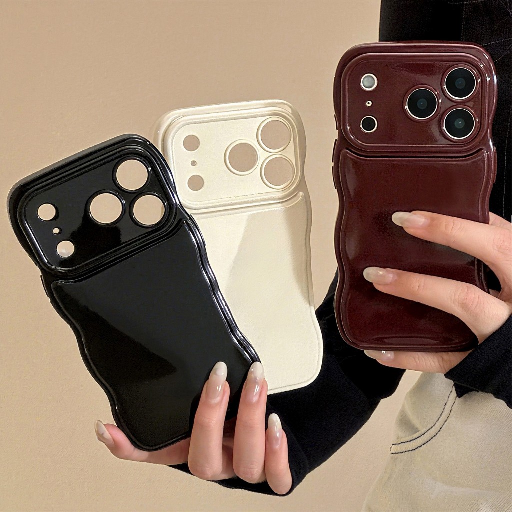 Simple Wave Pure Color Air Cushion capinha iphone 13 normal Case Apple 11 12 13 14 15 16 17(Incluído Pro Max/Plus)